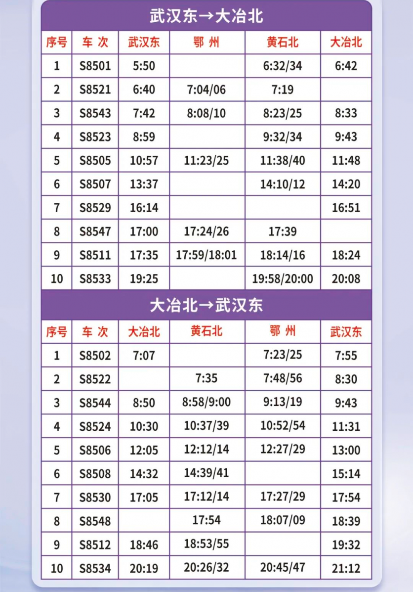 2024武汉新城快线班次时间表