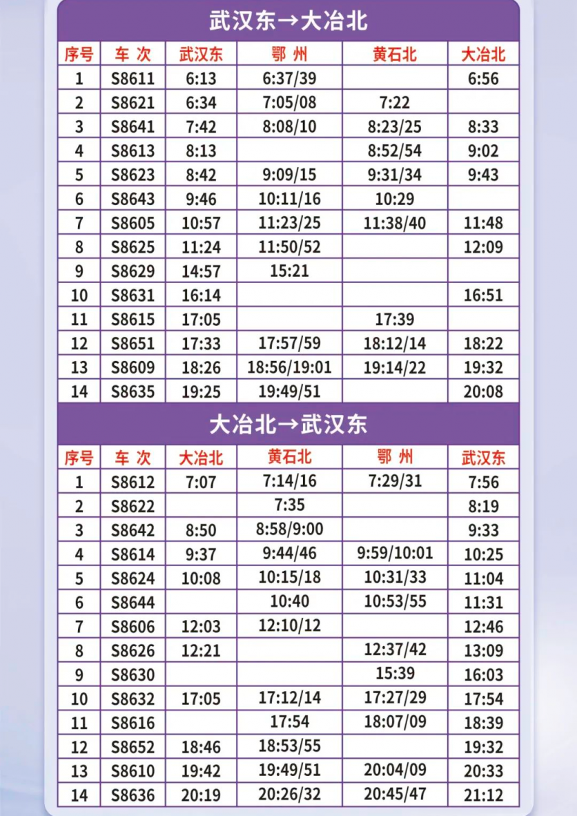 2024武汉新城快线班次时间表